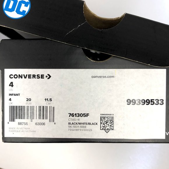 DC Comics Batman Converse Size 4 Baby/Toddler - Picture 8 of 8